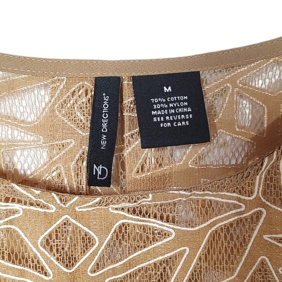 New Directions Womens Long Sleeve Semi-Sheer Pullover Blouse Top Size Medium NWT - Picture 4 of 7